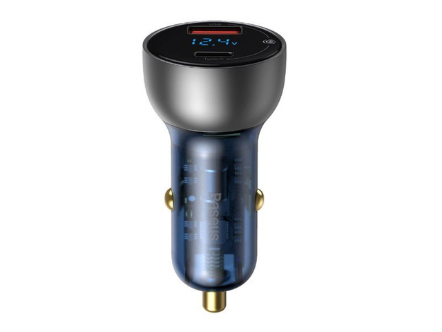 Baseus USB/Type-C LED 65W QC PPS car charger Silver