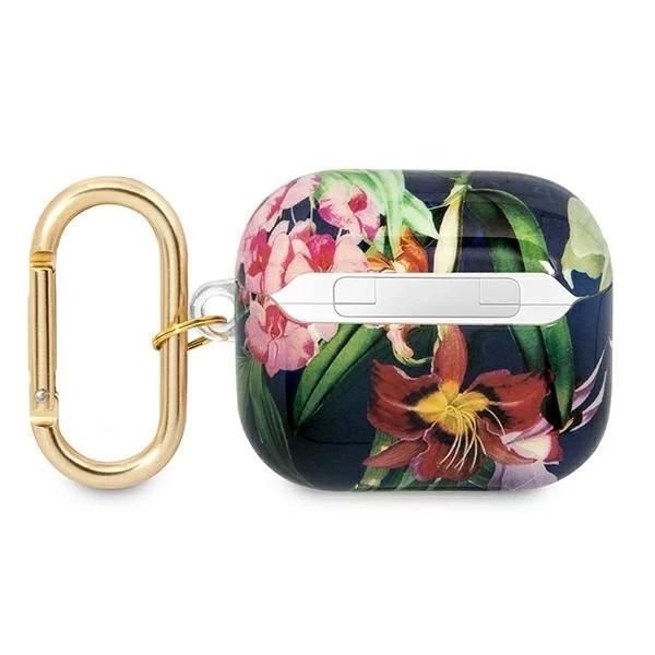 Чохол Guess GUA3HHFLB AirPods 3 Niebieski/blue Flower Strap Collection