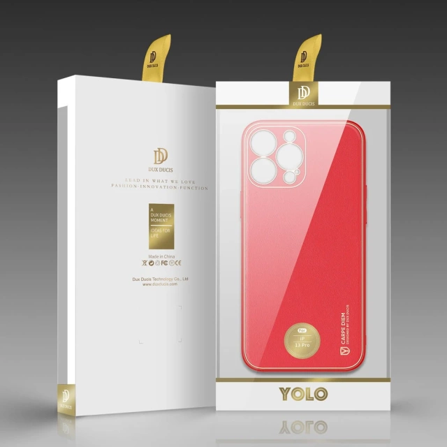 Elegantní pouzdro Dux Ducis Yolo z ekologické kůže pro Apple iPhone 13 Pro červené