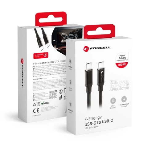 Kábel USB-C na USB-C 60W 1m Forcell C338 QC 4.0 PD pre smartfóny a notebooky