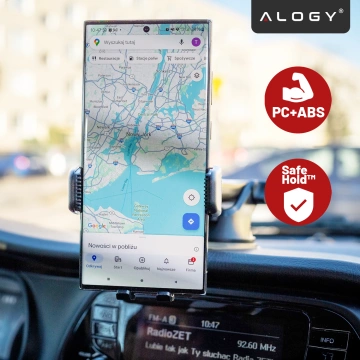 Držiak telefónu do auta, okienko, mriežka, kokpit, palubná doska, auto, auto, pre 7" telefón Alogy 3v1 čierny organizér