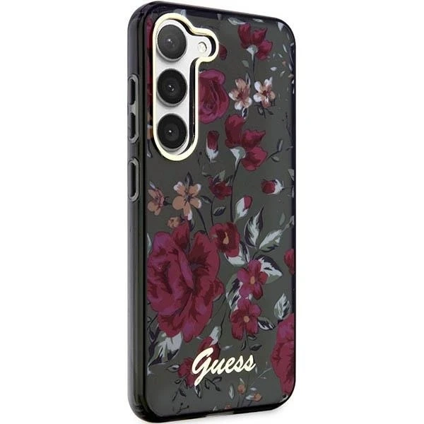 Etui Guess GUHCS23MHCFWSA do Samsung Galaxy S23 Plus S916 zielony/kaki pevné pouzdro Flower Collection