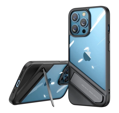 Ugreen Fusion Kickstand Case iPhone 13 Pro Hard Cover with Gel Frame and Stand чорний (90153)