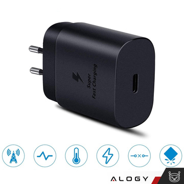 USB-C typ C PD Premium nástěnná nabíječka rychlá 25W 3A kabel typu C 1M Alogy černá