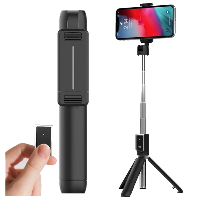 Selfie Stick Tripod P50 phone holder photo stick Bluetooth remote control Black