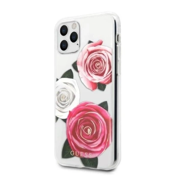 Priehľadné pevné puzdro Etui Guess GUHCN58ROSTRT pre Apple iPhone 11 Pro Flower Desire Pink