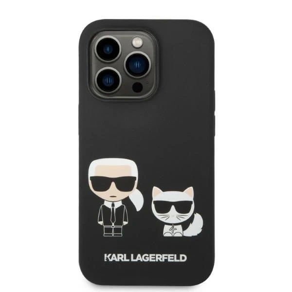 Karl Lagerfeld KLHMP14LSSKCK pevný obal na iPhone 14 Pro 6,1" čierny/čierny tekutý silikón Karl