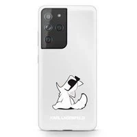 Tvrdé puzdro Karl Lagerfeld KLHCS21LCFNRC S21 Ultra G998 priehľadné Choupette Fun