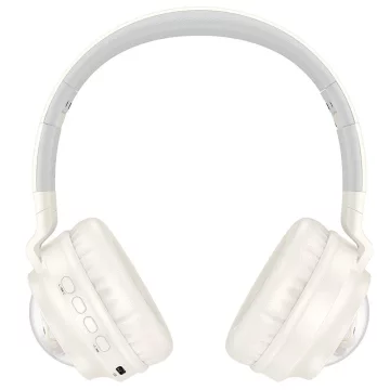 HOCO słuchawki bezprzewodowe Bluetooth W50 z podświetleniem RGB i kotkami białe