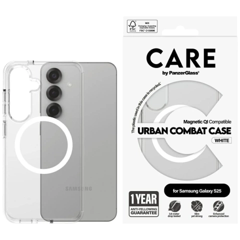 Прозорий чохол для Samsung Galaxy S25 CARE від PanzerGlass Flagship Urban Combat White QI