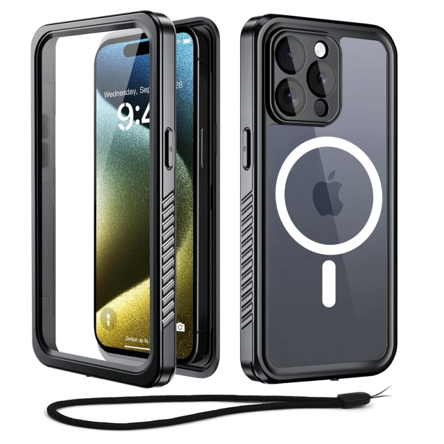 Puzdro pre Apple iPhone 15 Pro Armored 360 puzdro pre Mag Safe vodeodolné Armor IP68 Alogy čierne