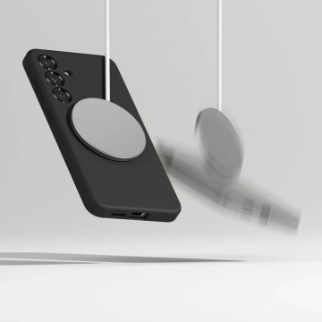 Чохол для Samsung Galaxy S25 чорного кольору з силіконовим кільцем, магнітним MagSafe