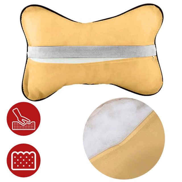 2x Pillow for the headrest for the car comfortable car headrest for the neck Brown