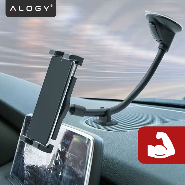 Alogy držiak do auta na tablet na čelné sklo na palubnú dosku do auta s dlhým ramenom 4-13" čierny