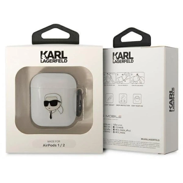 Protective case for headphones Karl Lagerfeld for AirPods 1/2 cover transparent Karl`s Head