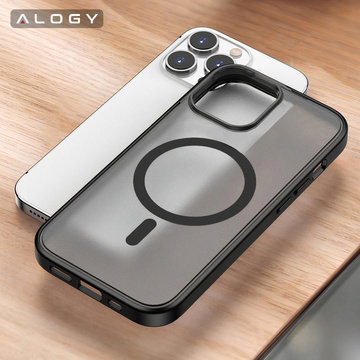 Alogy MagCase Matte Case for MagSafe Case with Magnetic Ring for Apple iPhone 12/ 12 Pro Black Glass