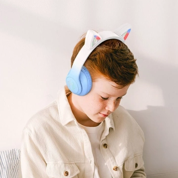Бездротові Bluetooth-навушники HOCO W42 з котячими вушками, небесно-блакитні