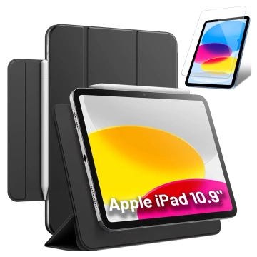 Etui magnetyczne 360 do Apple iPad 10.9” 10 / 2022 / 11” 11 / 2025 Alogy Magnetic 360 Case obudowa ochronna na tablet Czarne + Szkło
