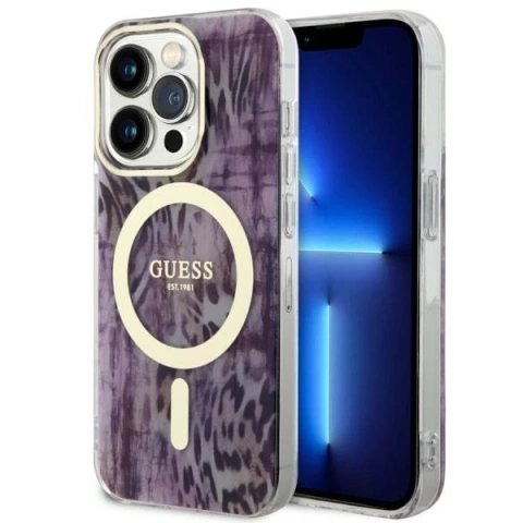Чохол для телефону Guess GUHMP14LHLEOPWP для Apple iPhone 14 Pro 6.1" pink/pink hardcase Leopard MagSafe
