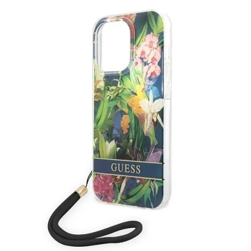 Etui Guess GUOHCP14XHFLSB iPhone 14 Pro Max 6,7" niebieski/синій жорсткий чохол Flower Strap