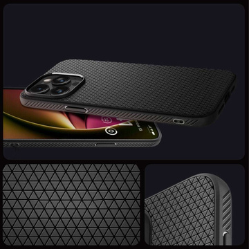Case for iPhone 15 Pro Max Spigen Liquid Air Case, housing, protective back, Matte Black Glass