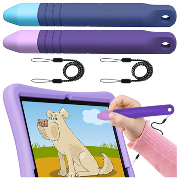 2x ємнісний сенсорний стилус для екранів телефонів і планшетів Alogy Stylus Pen для дітей 10 см фіолетовий і синій