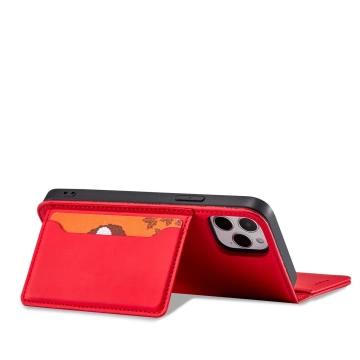 Magnet Card Case case for iPhone 12 Pro Max cover card wallet stand red