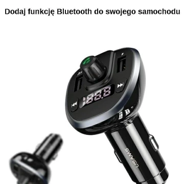 USAMS C21 hands-free car kit with FM transmitter, Bluetooth 5.0, MP3, 2xUSB 3.4A CC115GC01 (US-CC115) black/black