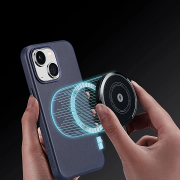 Puzdro Dux Ducis Neapol iPhone 14 magnetické kožené puzdro MagSafe modré