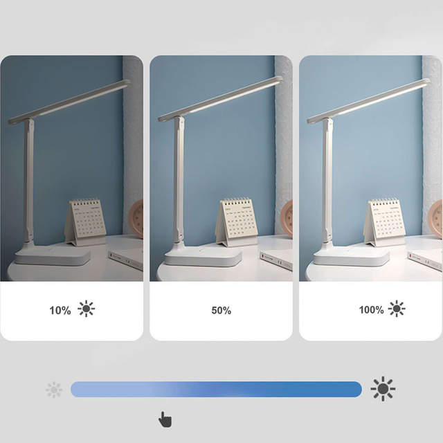 LED Desk Night Light Reading Desk Lamp Touch Adjustable 3 Modes Wireless USB Cable White