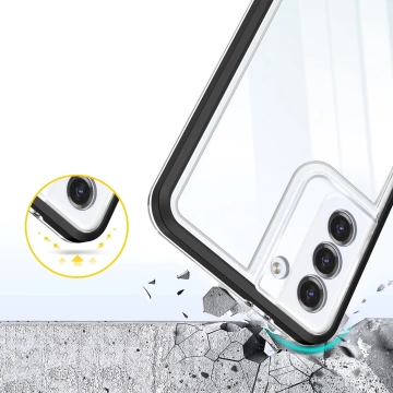 Priehľadné puzdro 3v1 na silikónový kryt Samsung Galaxy S23 Plus s rámom čierny