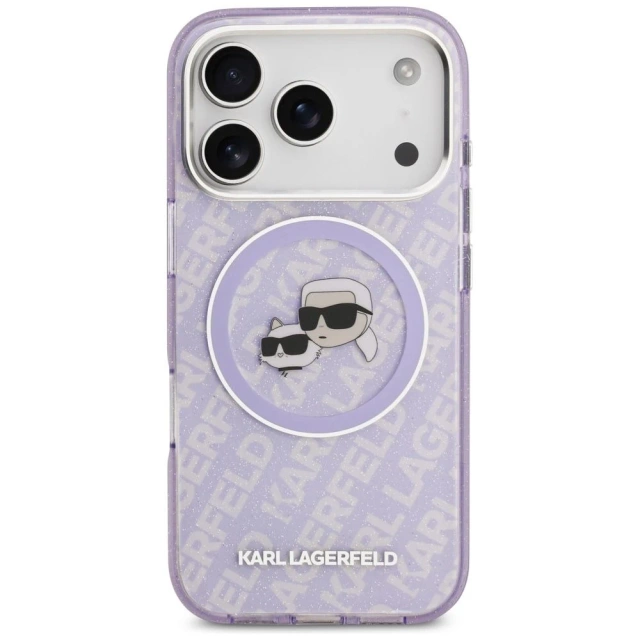Etui Ochronne do iPhone 17 Pro Max Karl Lagerfeld IML Glitter K&C MagSafe Fioletowy
