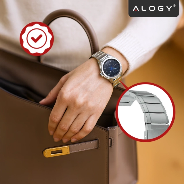 Oceľ Jednoduchý náramok Alogy remienok z nerezovej ocele pre inteligentné hodinky 20mm Silver