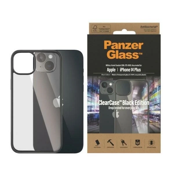 Etui PanzerGlass ClearCase pro iPhone 14 Plus 6,7" antibakteriální czarny/black 0407