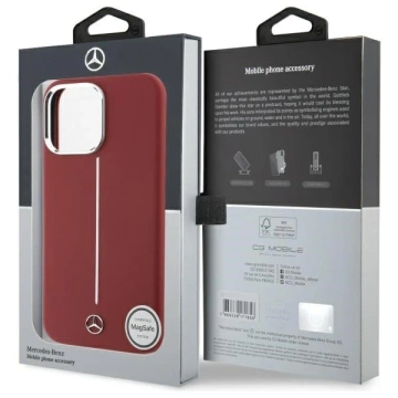 Чохол Mercedes для iPhone 16 Pro Max 6.9" Red Hardcase Silicone White Stripe MagSafe