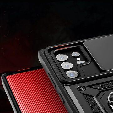 Obrněné pouzdro s krytem fotoaparátu Alogy Camshield Stand Ring pro Samsung Galaxy S22 Ultra černý