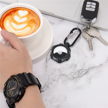 Чохол TpuCarbon брелок з карабіном для Apple AirTag Black