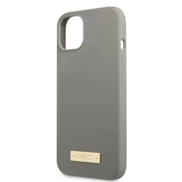 Etui Guess GUHMP13MSPLG pro Apple iPhone 13 6,1" szary/šedé pevné pouzdro Silikonová deska s logem MagSafe