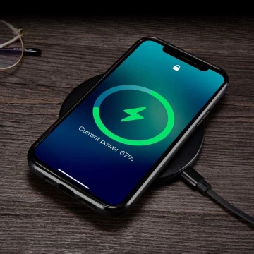 Pouzdro iCarer Leather Oil Wax potažené pravou kůží pro iPhone 12 Pro Max černé (ALI1206-BK)