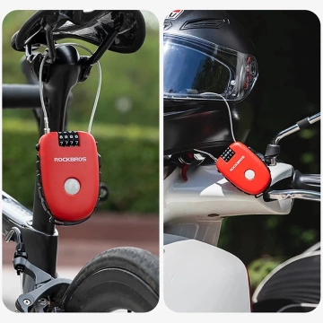 Rockbros 32420981001 Bike Lock with Retractable Cable - Red