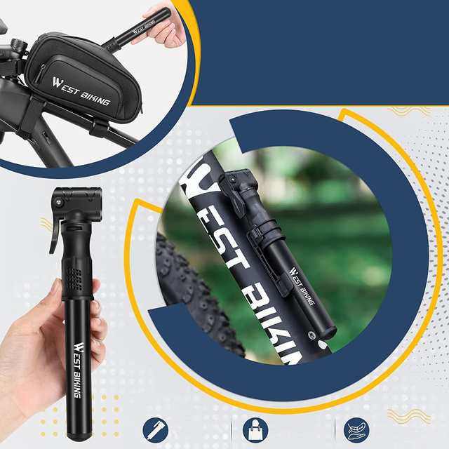 Aluminium-Fahrradpumpe Alogy Mini-Fahrradpumpe 100 psi mit Griff Schwarz