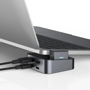 Multifunkčný stojan Joyroom HUB USB Type C - USB 3.0 / RJ45 / HDMI / USB Type C / Thunderbolt pre MacBook Pro Grey (S-H121 Grey)