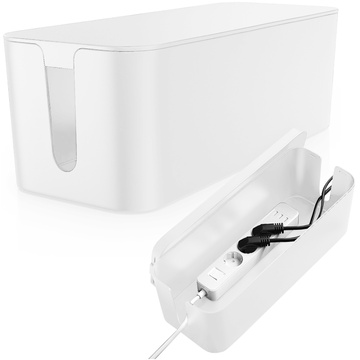Cable organizer desk floor container box for cables slats Alogy Box M 31cm White
