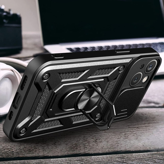 Etui Alogy Camshield Stand Ring z osłonką na aparat do Apple iPhone 14 Plus + Szkło