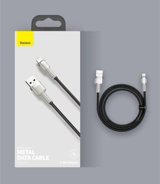 Baseus Cafule kovový dátový USB kábel - Lightning 2,4 A 2 m biely (CALJK-B02)