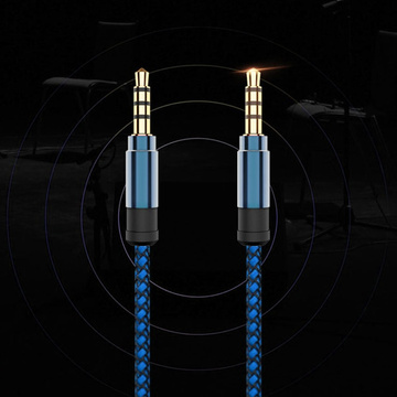 Audiokabel 2x Miniklinke - Klinke 3,5 mm lang AUX-Kabel Starkes Geflecht 1,5 m Blau