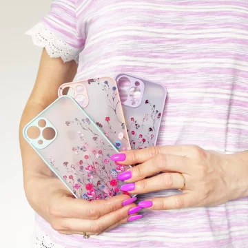 Design Case für das iPhone 12 Pro, ein Blumenetui in Dunkelblau