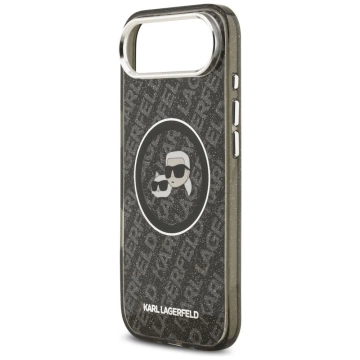 Etui Ochronne do iPhone Air Karl Lagerfeld IML Glitter K&C Heads MagSafe Czarny