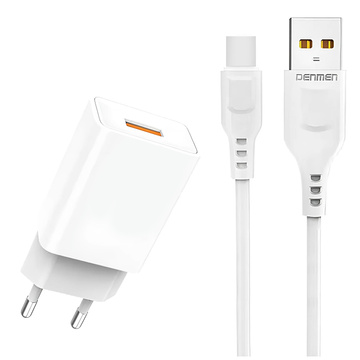 USB nabíjecí kabel USB-C typ C 1m pro iPhone 15 rychlý 2,4A 12W Denmen White