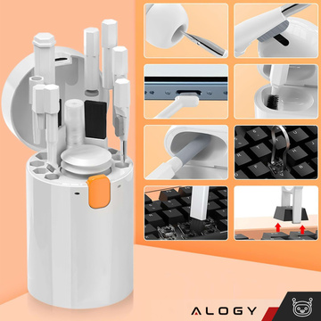 20in1 cleaning set for cleaning the phone keyboard, headphones, multifunctional cleaner, brush, Alogy Set, white